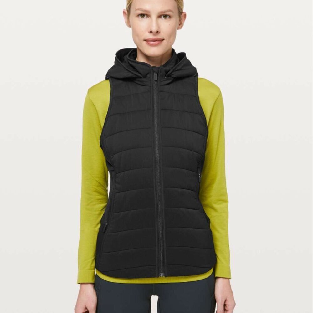 Lululemon Extra Mile Vest Black Puffer Vest Water Repellant Size 4
